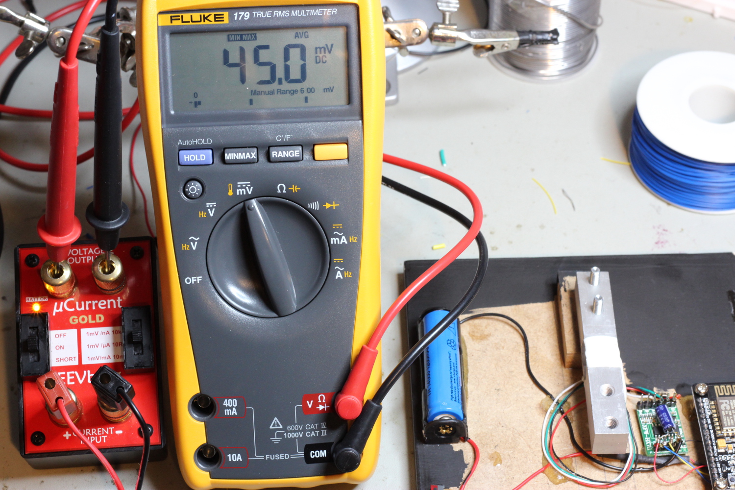 Measuring current using uCurrent set to 1mV/1uA